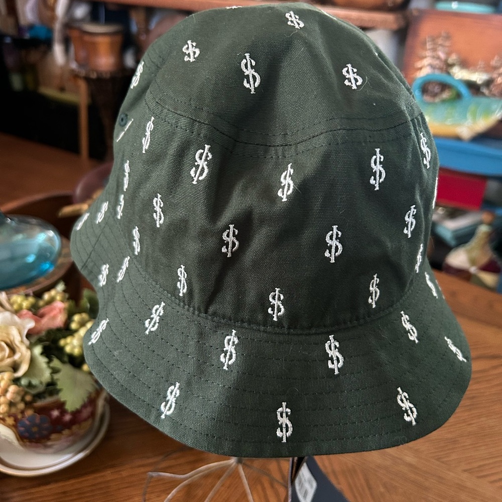 Vineyard Vines Hunter Green Bucket Hat w Dollar Signs - Picture 4 of 14